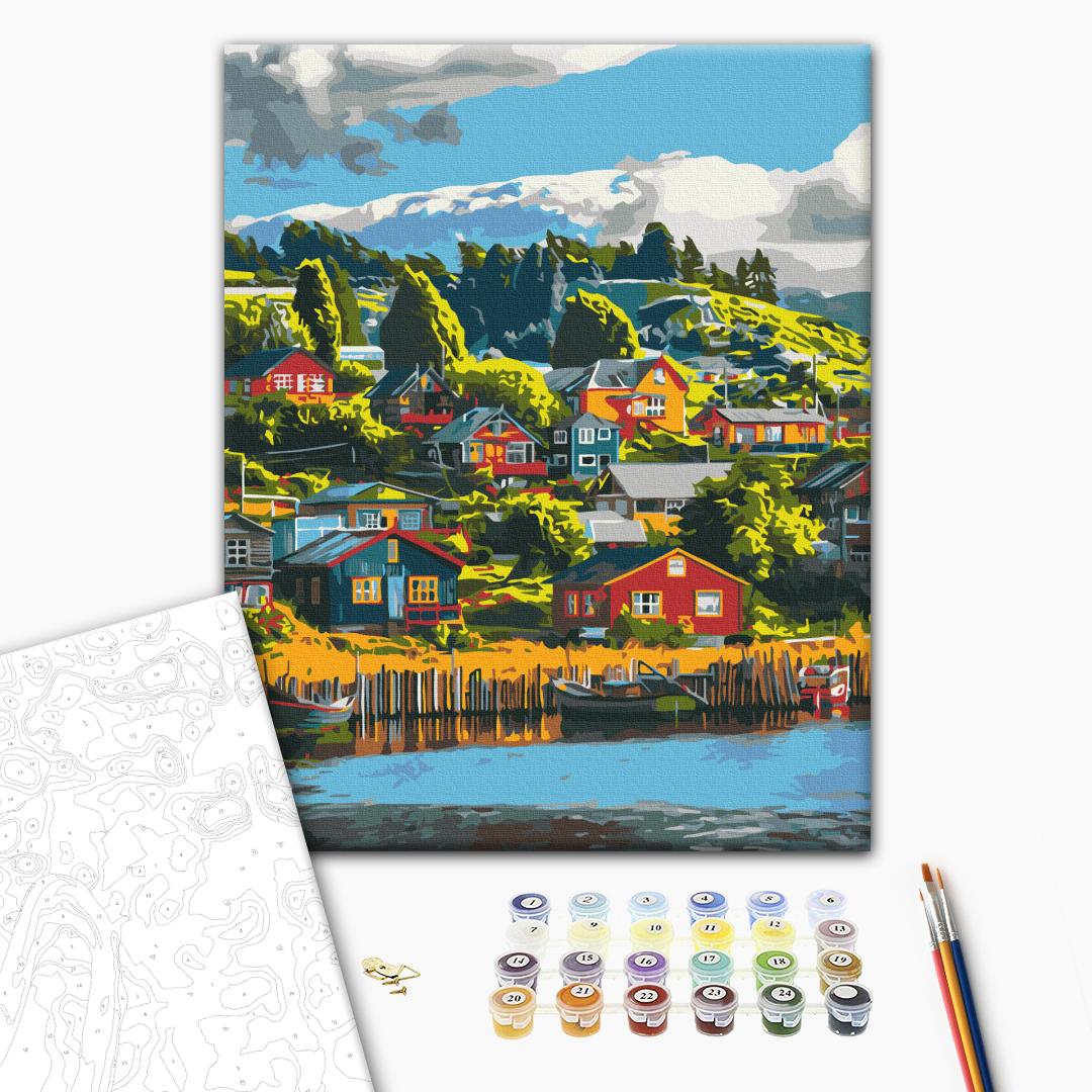Painting by numbers Colourful village (BS53968)
