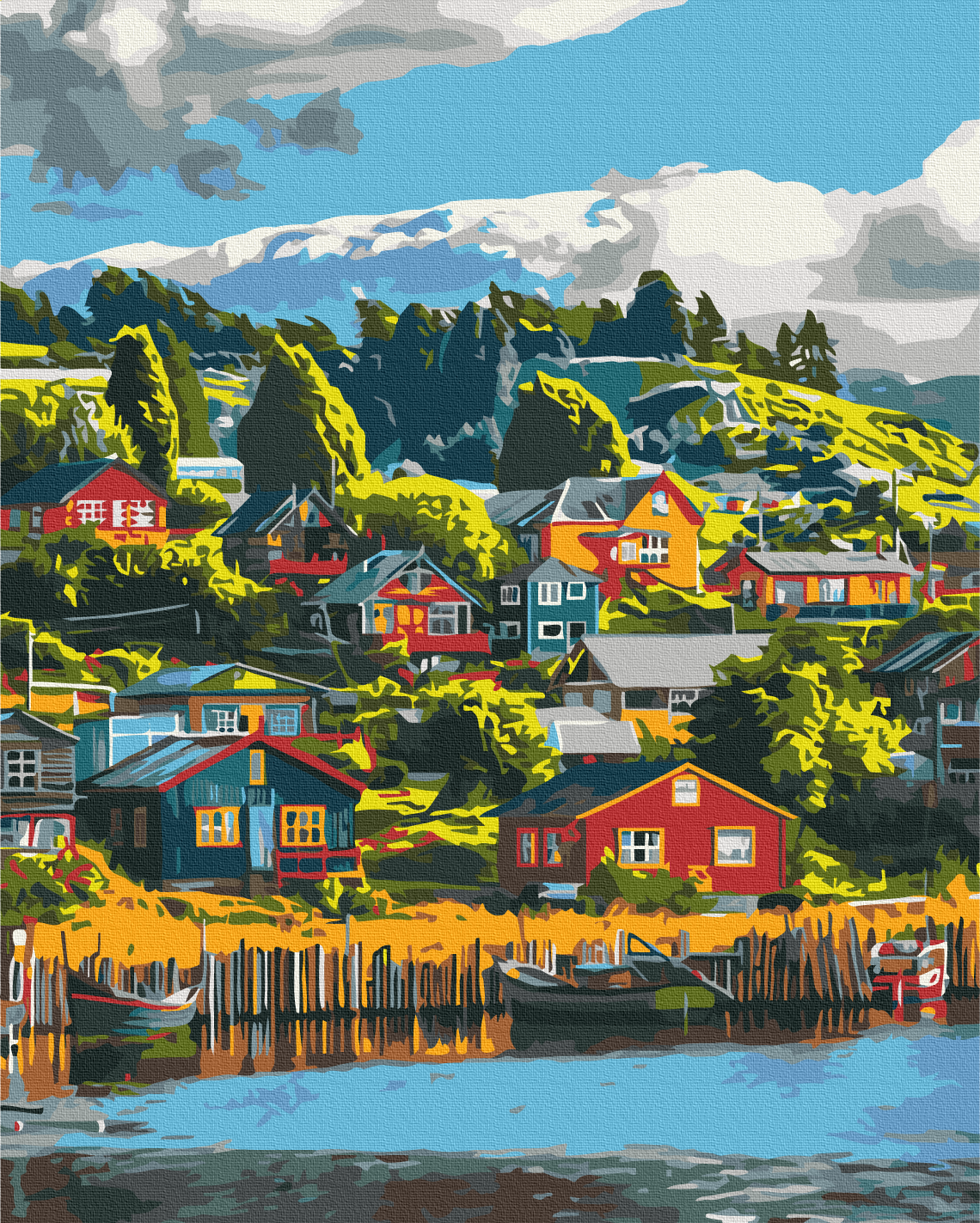 Painting by numbers Colourful village (BS53968)
