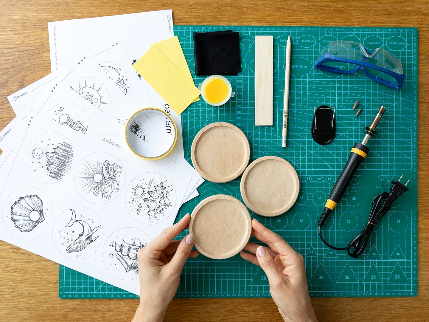 Wooden Coasters DIY Pyrography Kit