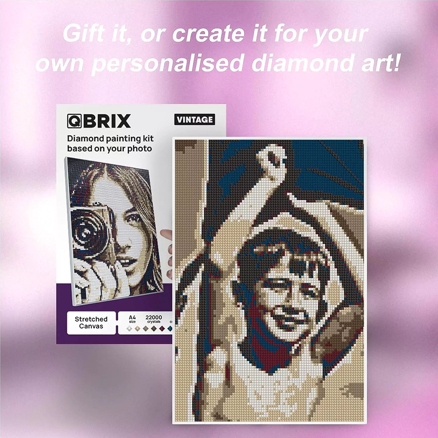 QBRIX A4 Vintage Personalised Diamond painting mosaic art - StringArt.lv